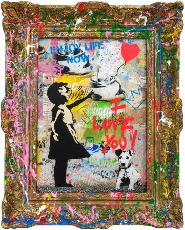 Mr. Brainwash ❤️ Vandalized Canvas Balloon Girl - Beautiful Girl